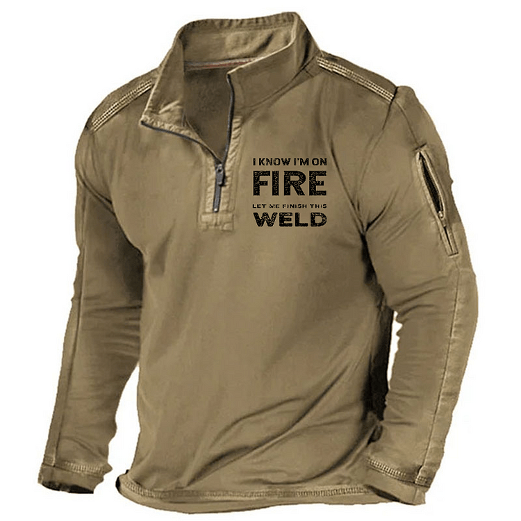 Maturelion Men's Henley Shirt I Know I'm On Fire Let Me Finish This Weld Henley Shirt