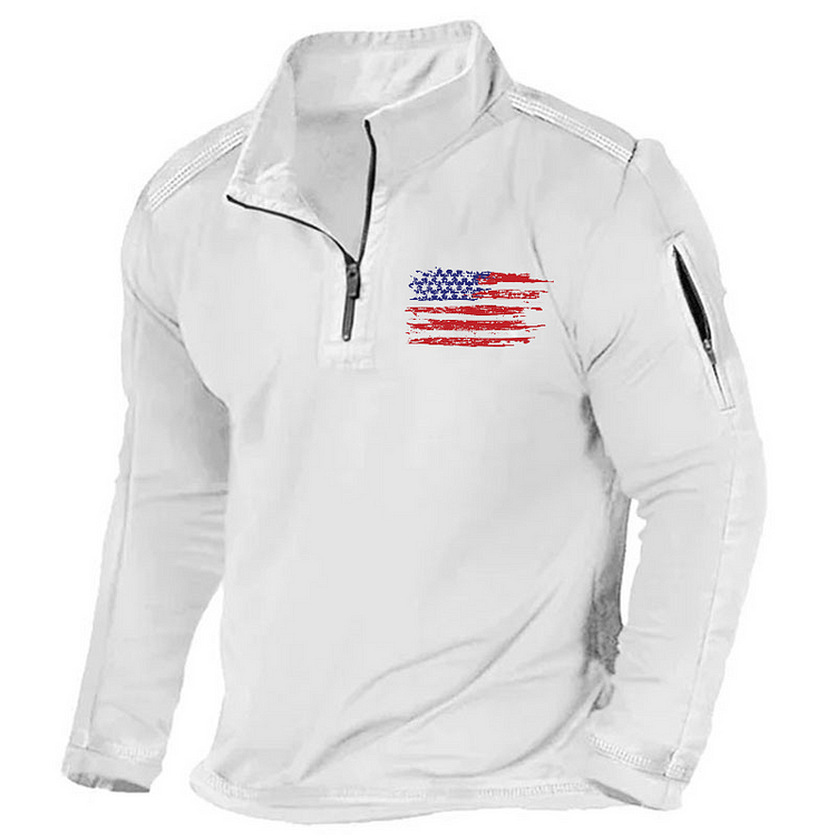 Maturelion Men's Henley Shirt Distressed Colored American Flag Henley Shirt