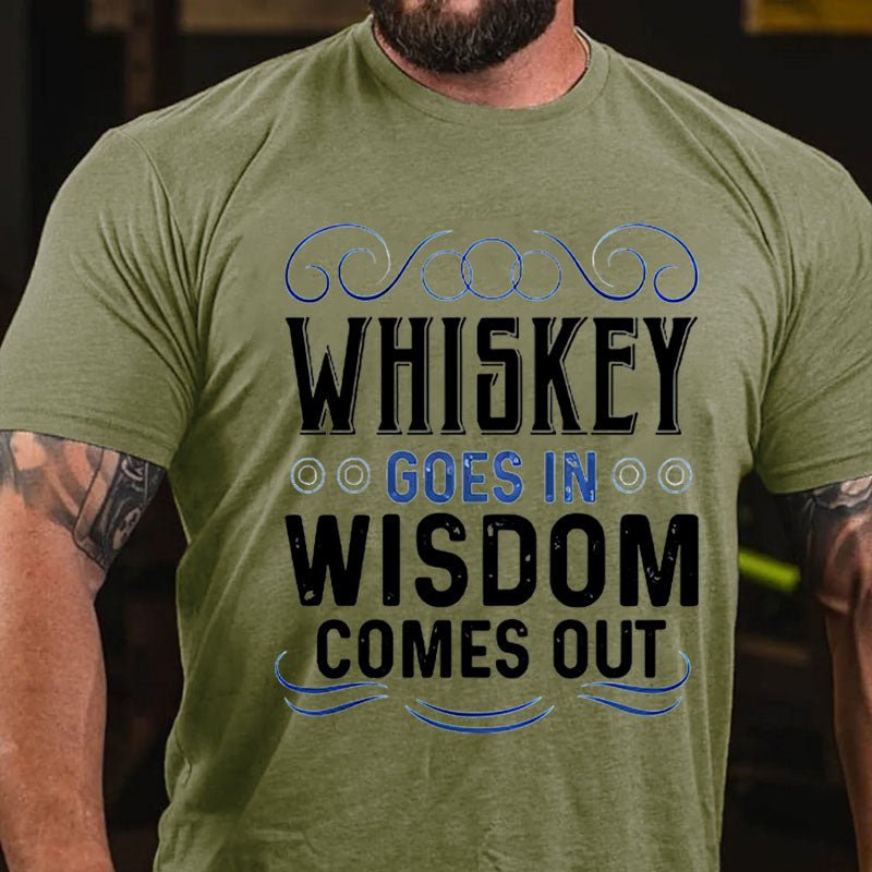 WHISKEY GOES IN WISDOM COMES OUT Cotton T-shirt