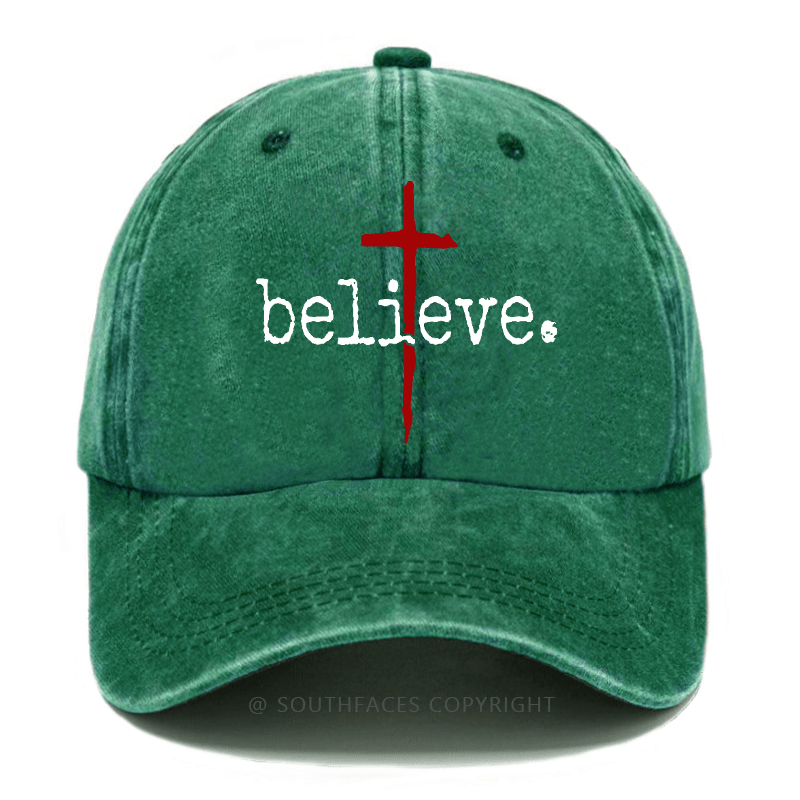 Believe Cross Print Christian Baseball Cap