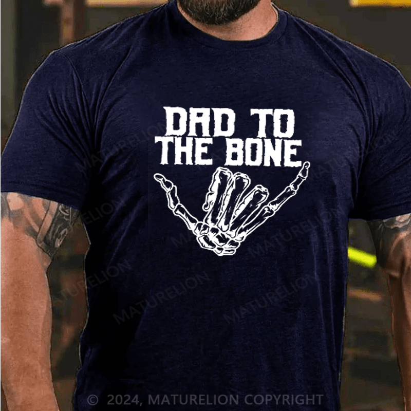 Maturelion Halloween Dad To The Bone Dad Skeleton Hand T-Shirt