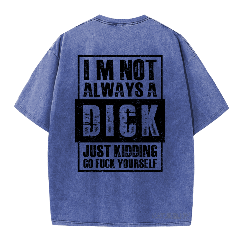 MATURELION IM NOT ALWAYS A DICK JUST KIDDING GO FUCK YOURSELF DTG PRINTING WASHED COTTON T-SHIRT