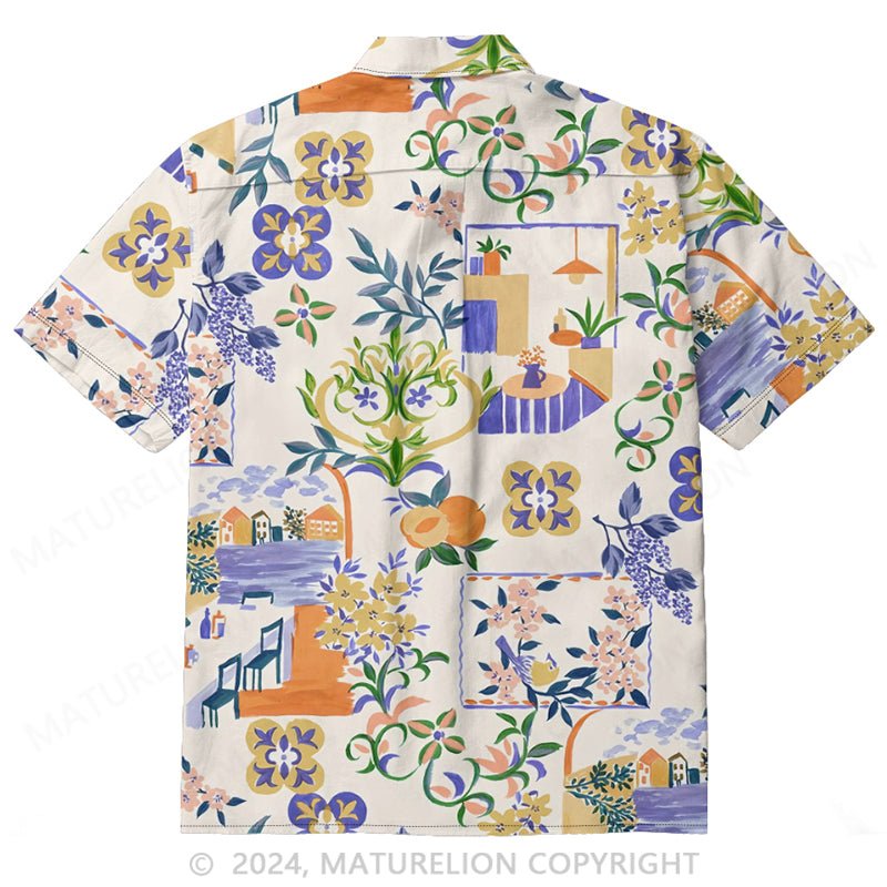 Maturelion Short-sleeve printed flex casual shirt