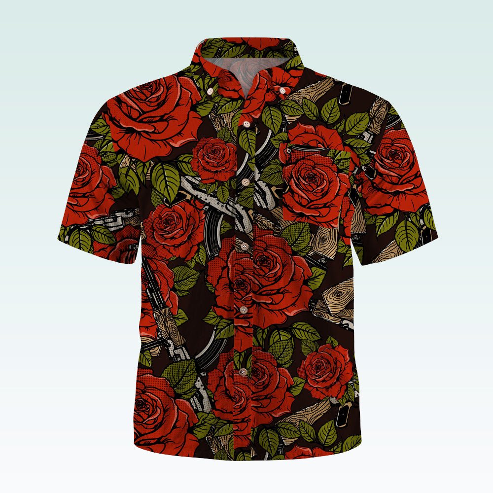 Maturelion Men's Hawaiian Shirt Harper Rose Allover Print Short Sleeve Shirt