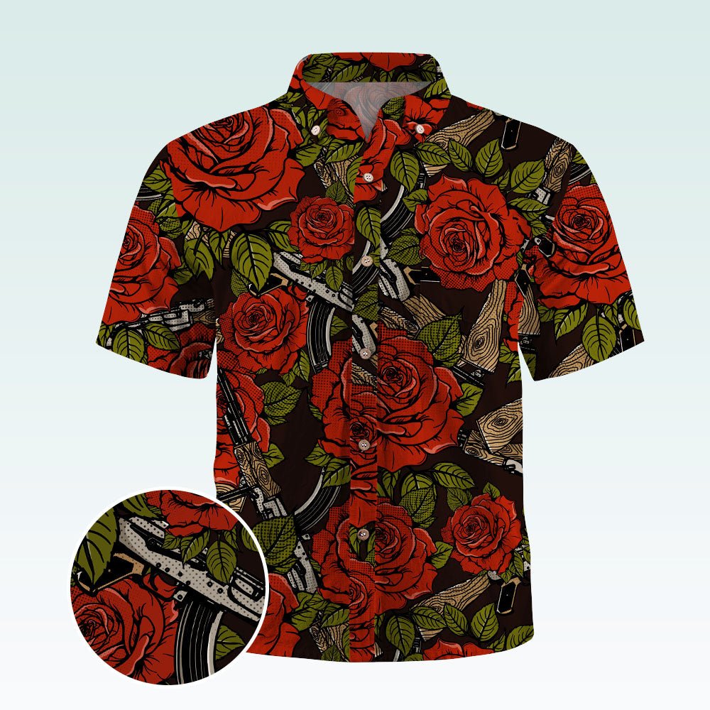 Maturelion Men's Hawaiian Shirt Harper Rose Allover Print Short Sleeve Shirt