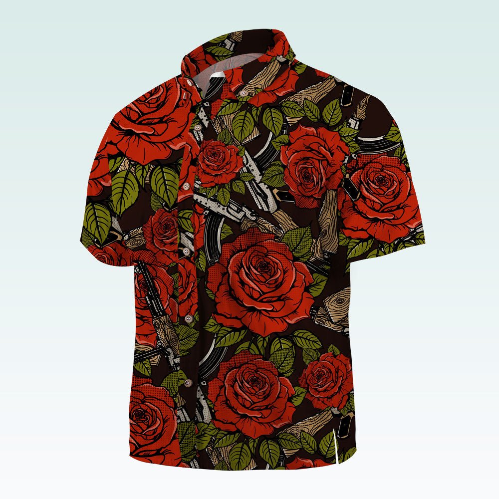 Maturelion Men's Hawaiian Shirt Harper Rose Allover Print Short Sleeve Shirt