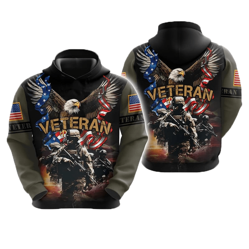 Maturelion USA Veteran 3D Graphic Hoodie