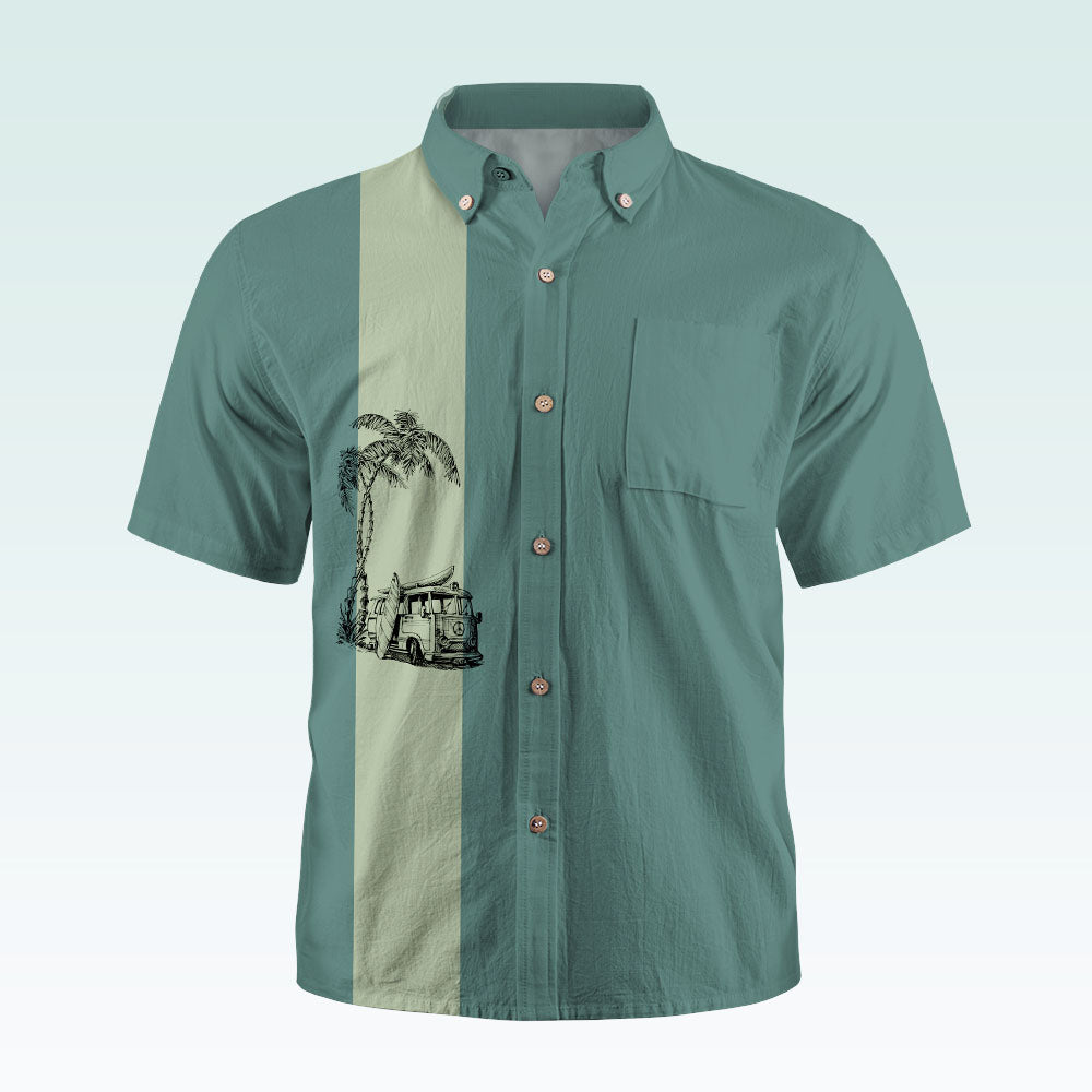 Maturelion Men's Hawaiian Shirt Retro Button Up Vintage Guayabera Camp Shirt