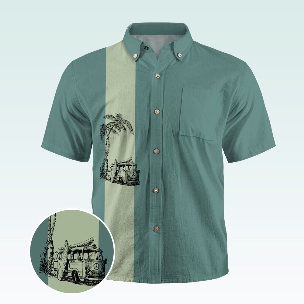 Maturelion Men's Hawaiian Shirt Retro Button Up Vintage Guayabera Camp Shirt