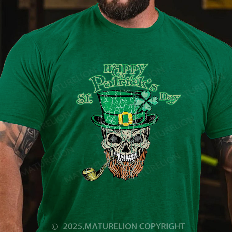 Maturelion St Patrick's T-shirt Awesome Happy St Patrick's Day Shirt With A Vintage Skull T-Shirt