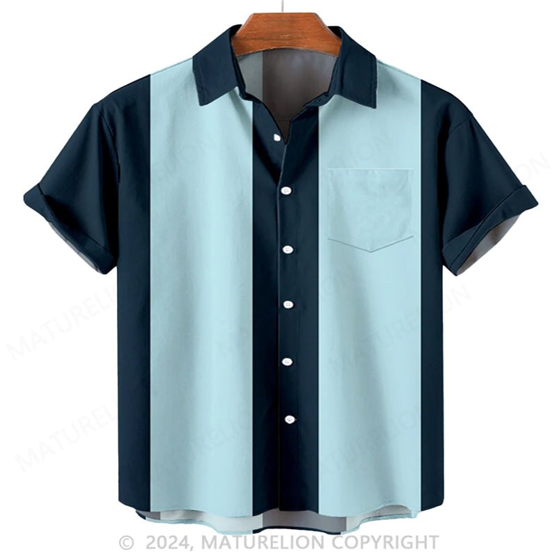 Maturelion Men's Vintage 50s Style Classic Bowling Shirt