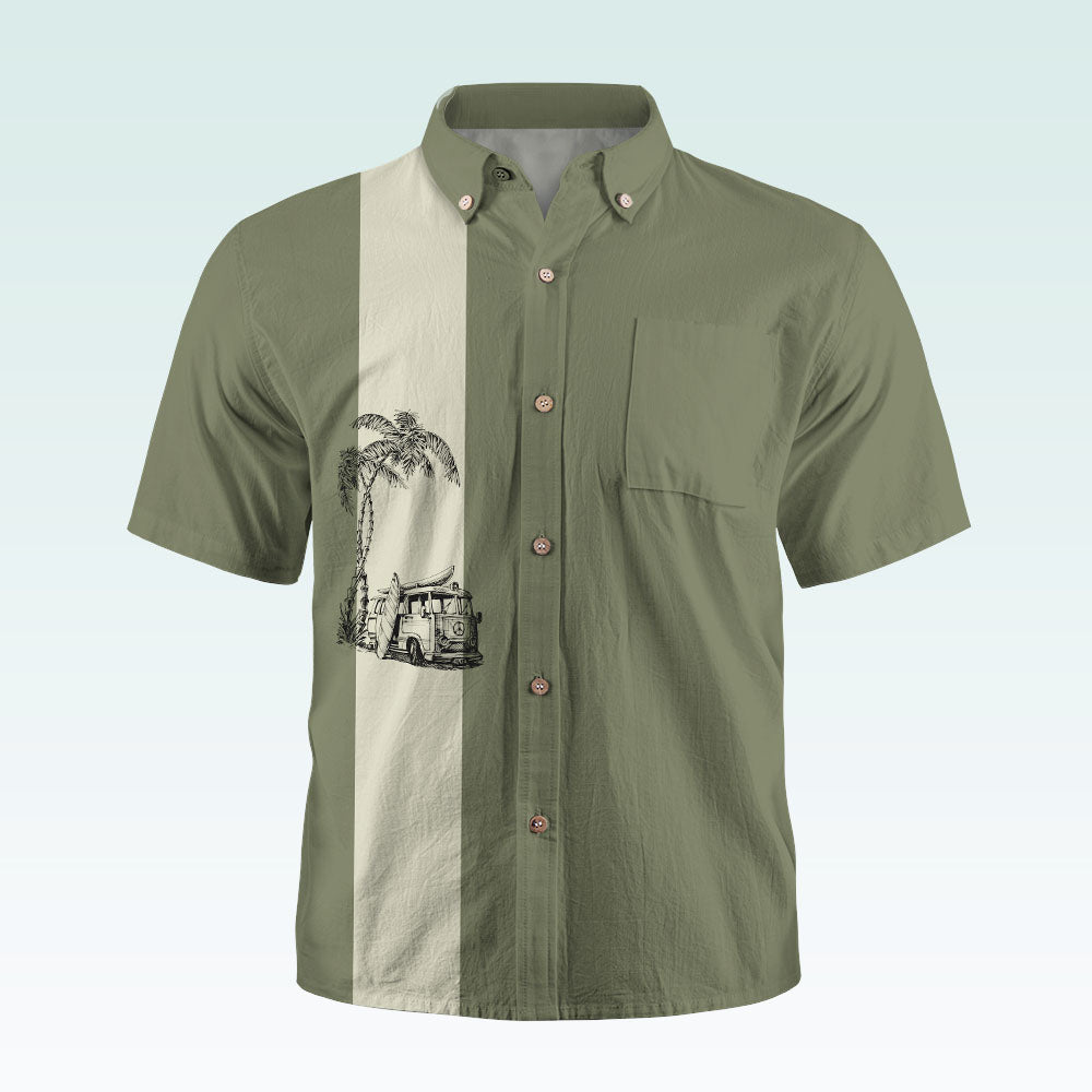 Maturelion Men's Hawaiian Shirt Retro Button Up Vintage Guayabera Camp Shirt