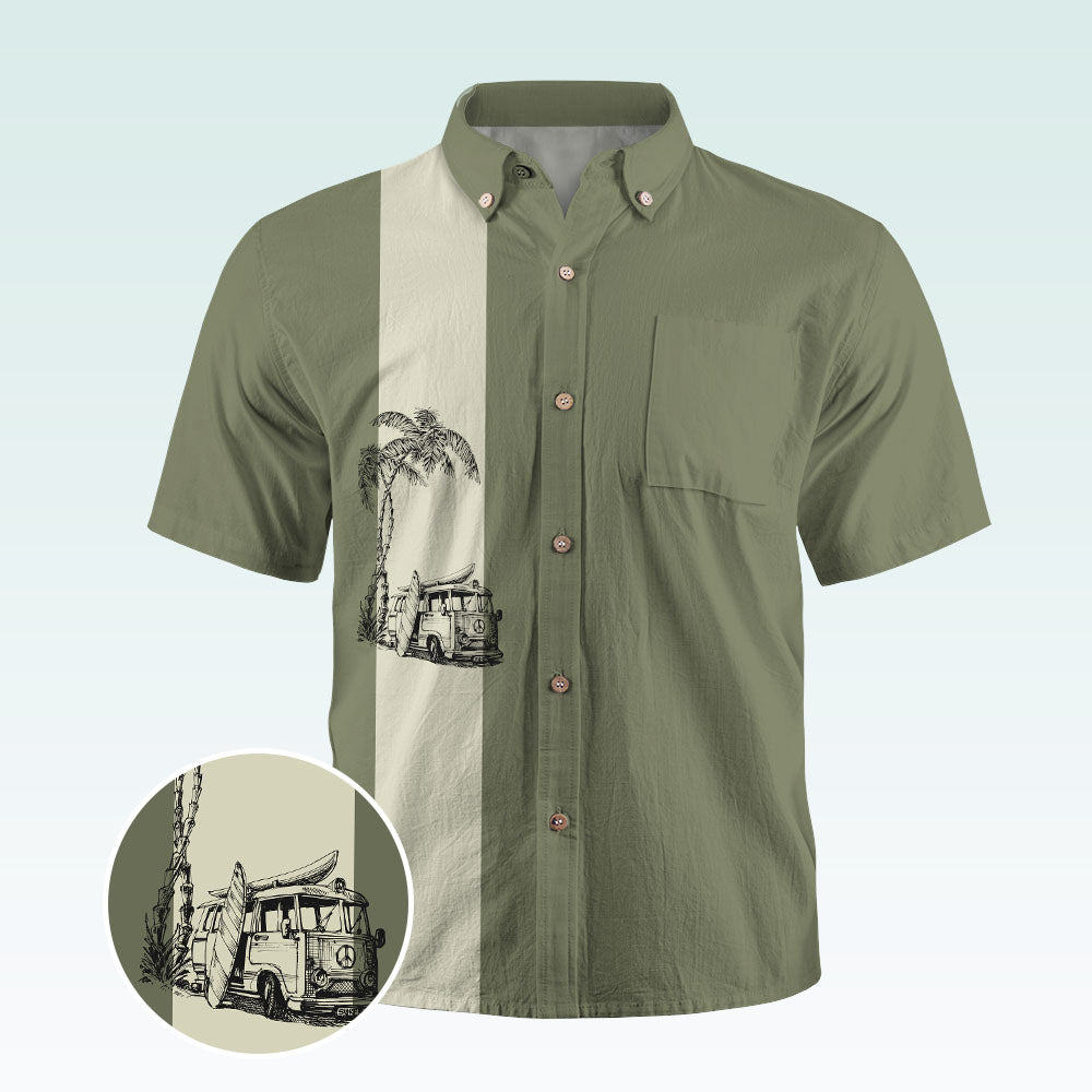 Maturelion Men's Hawaiian Shirt Retro Button Up Vintage Guayabera Camp Shirt