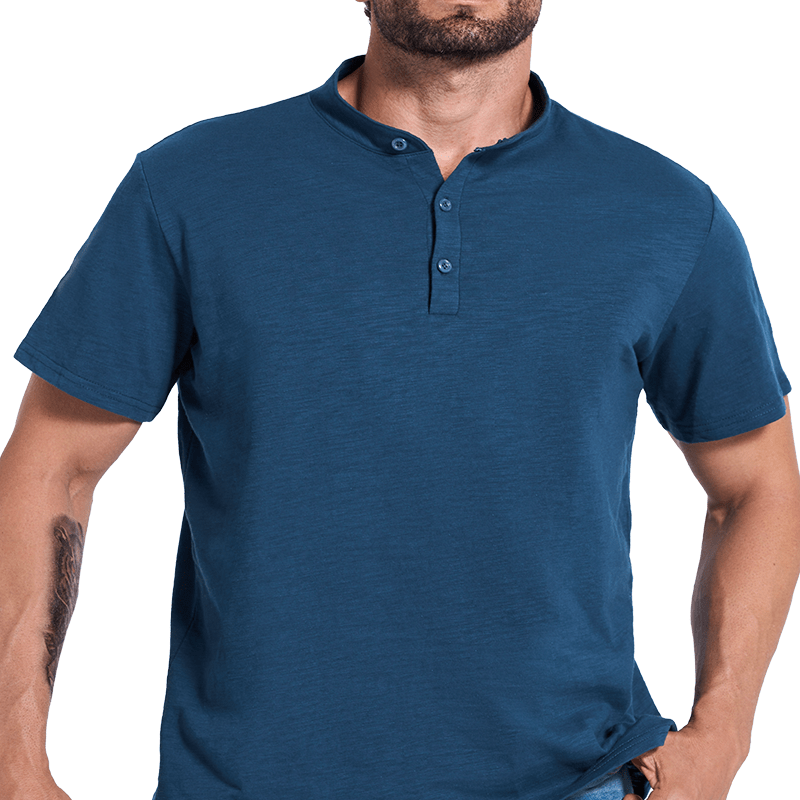 Maturelion Classical Cotton Essential Henley Shirt