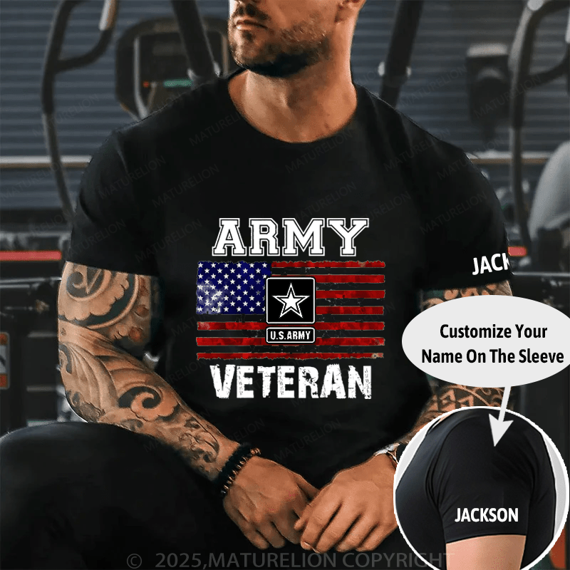 Army U.S.Army Veteran Cotton T-shirt (Free Customization)