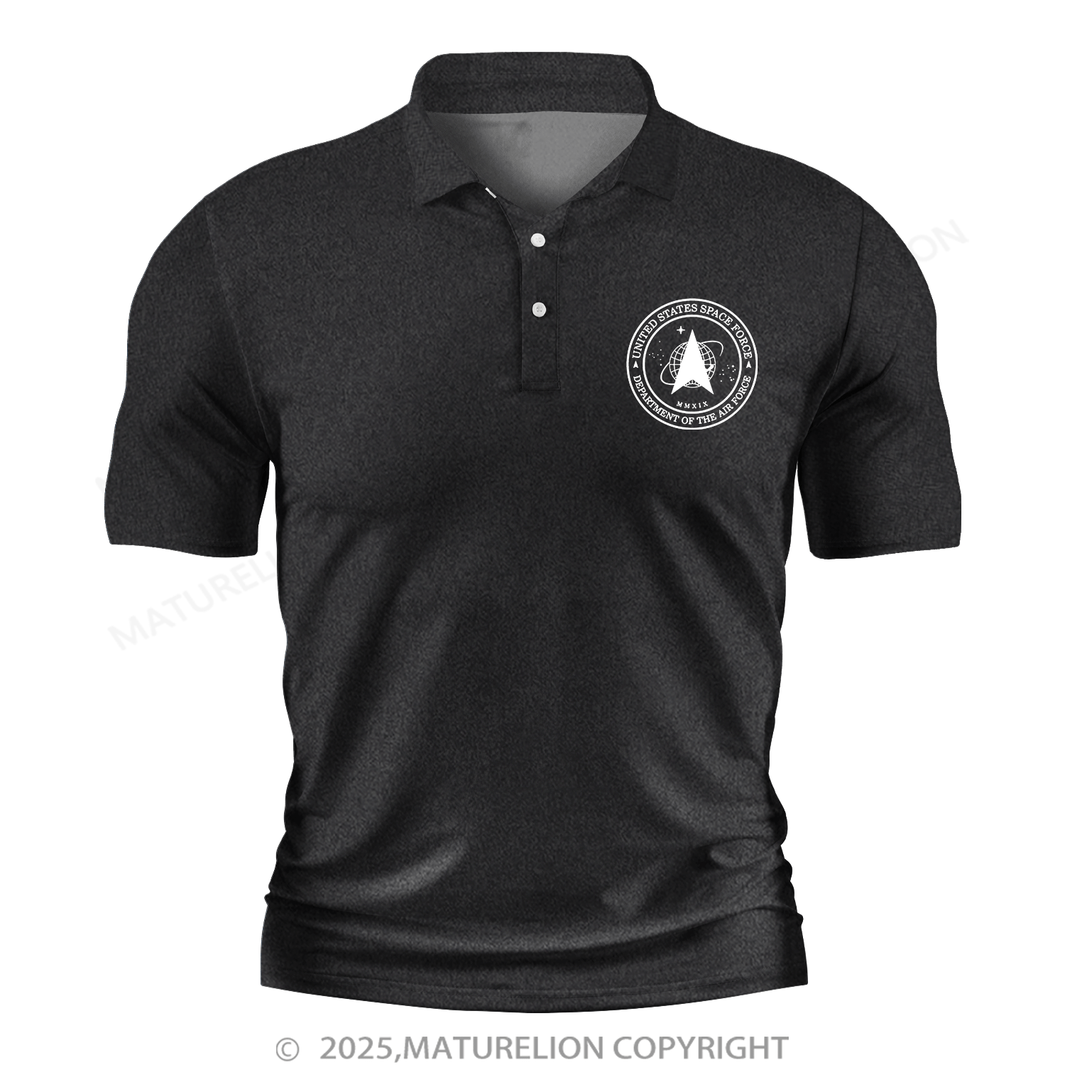 Maturelion Men's Polo Shirt Space Force V-Neck Polo Shirt