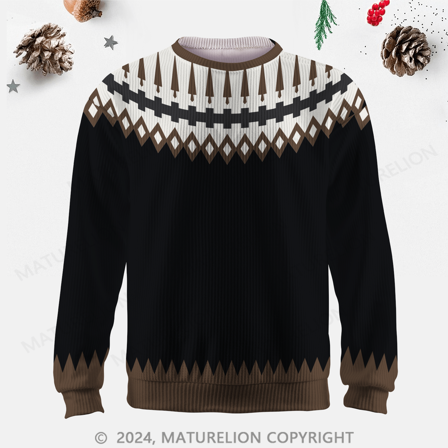 Maturelion Men's Sweater Classic Wool Knit Fair Isle Sweater