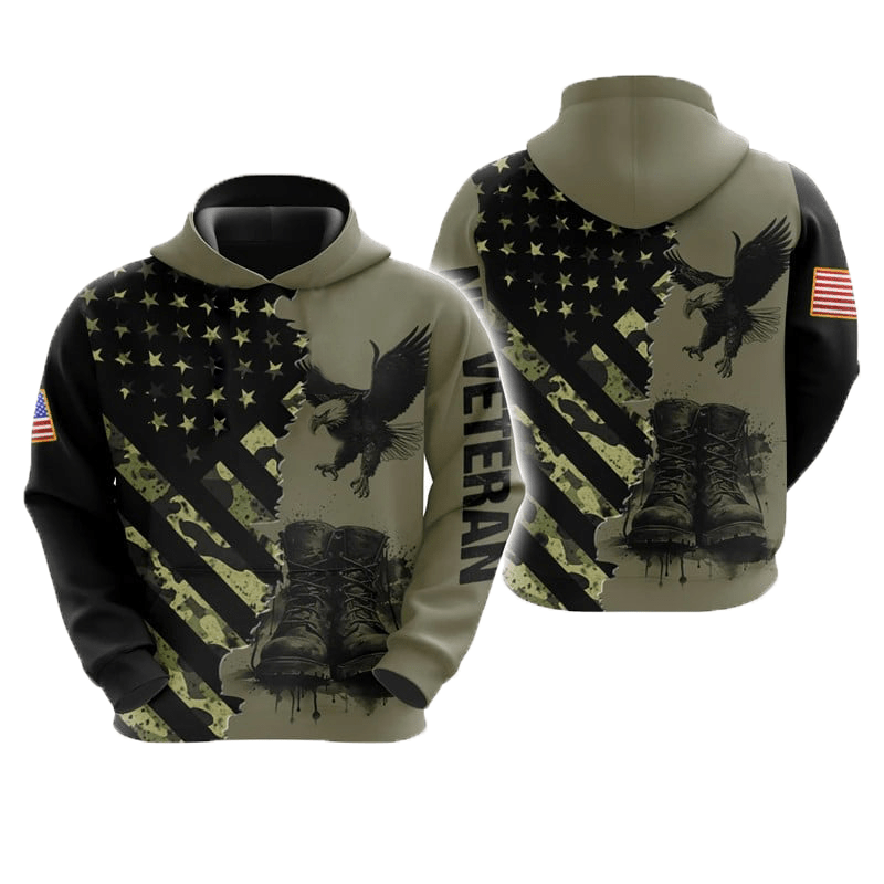 Maturelion Patriotic 3D Veteran Hoodie