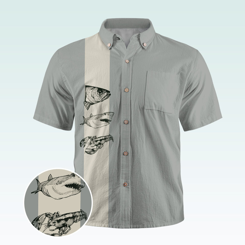 Maturelion Men's Hawaiian Shirt Retro Button Up Vintage Guayabera Camp Shirt