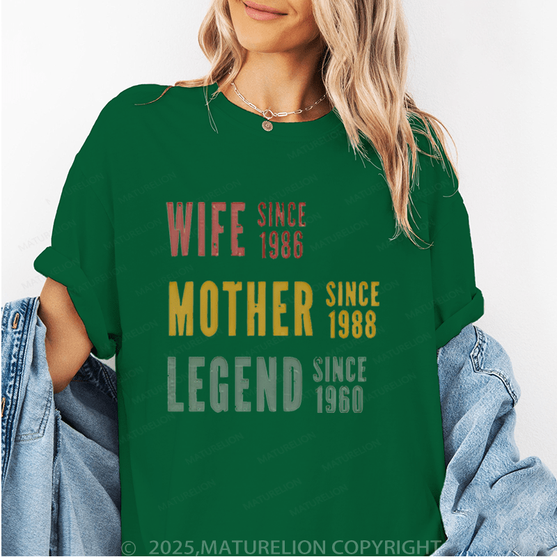 Maturelion Women T-Shirt Wife Mother Grandma Legend Funny T-Shirt