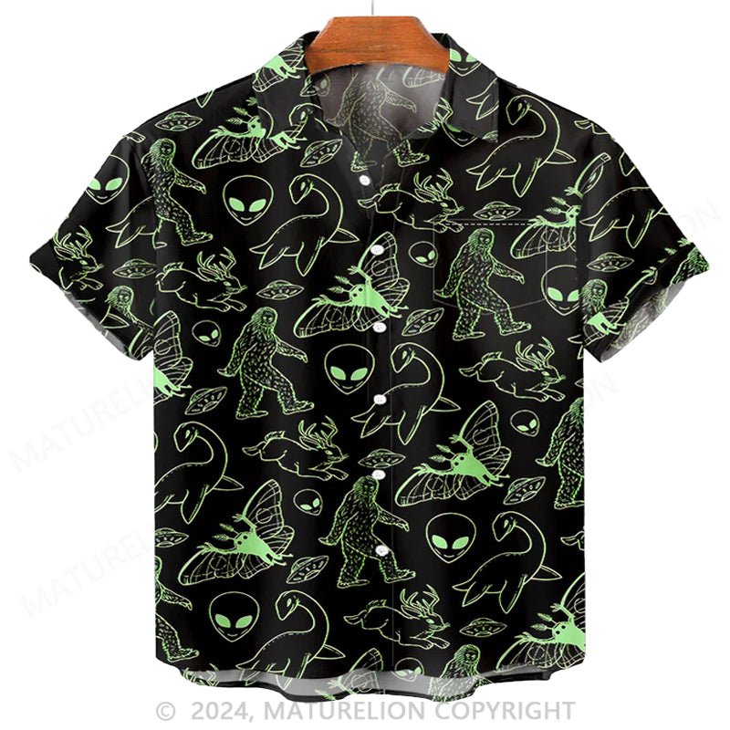 Maturelion Men'S Halloween Classic Monster And Alien Printed Shirt