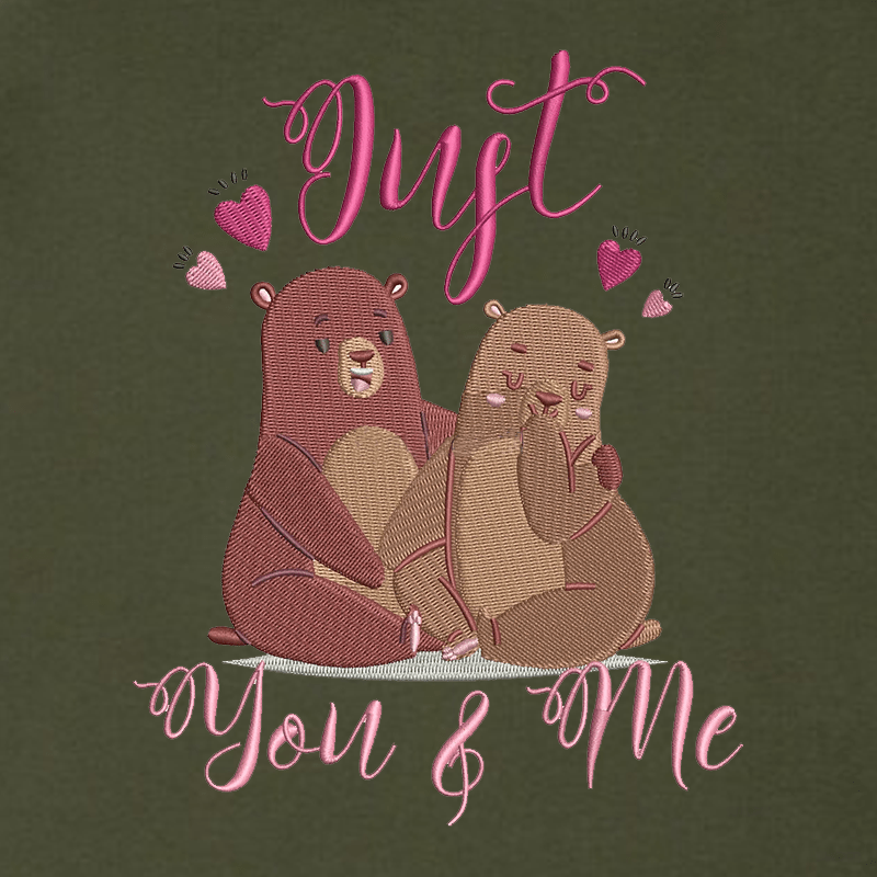 Maturelion Just You & Me Valentine Digitized Embroidery Couple Hoodie