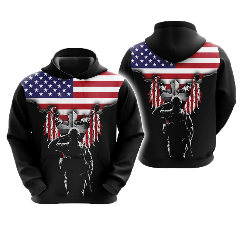 Maturelion Patriotic 3D Veteran Hoodie