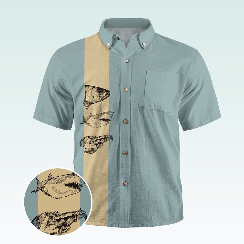 Maturelion Men's Hawaiian Shirt Retro Button Up Vintage Guayabera Camp Shirt