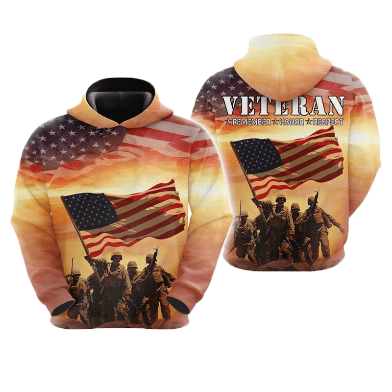 Maturelion Patriotic 3D Veteran Hoodie