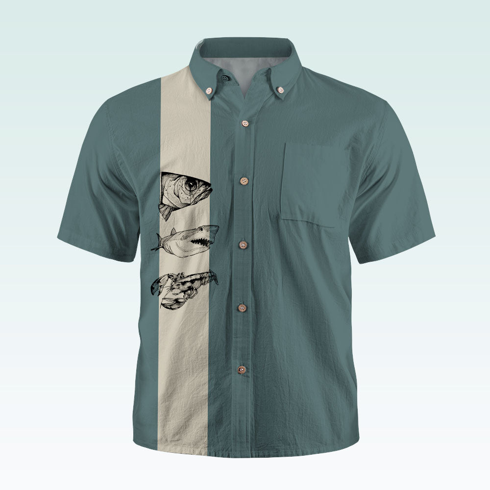 Maturelion Men's Hawaiian Shirt Retro Button Up Vintage Guayabera Camp Shirt