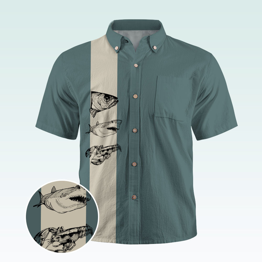 Maturelion Men's Hawaiian Shirt Retro Button Up Vintage Guayabera Camp Shirt