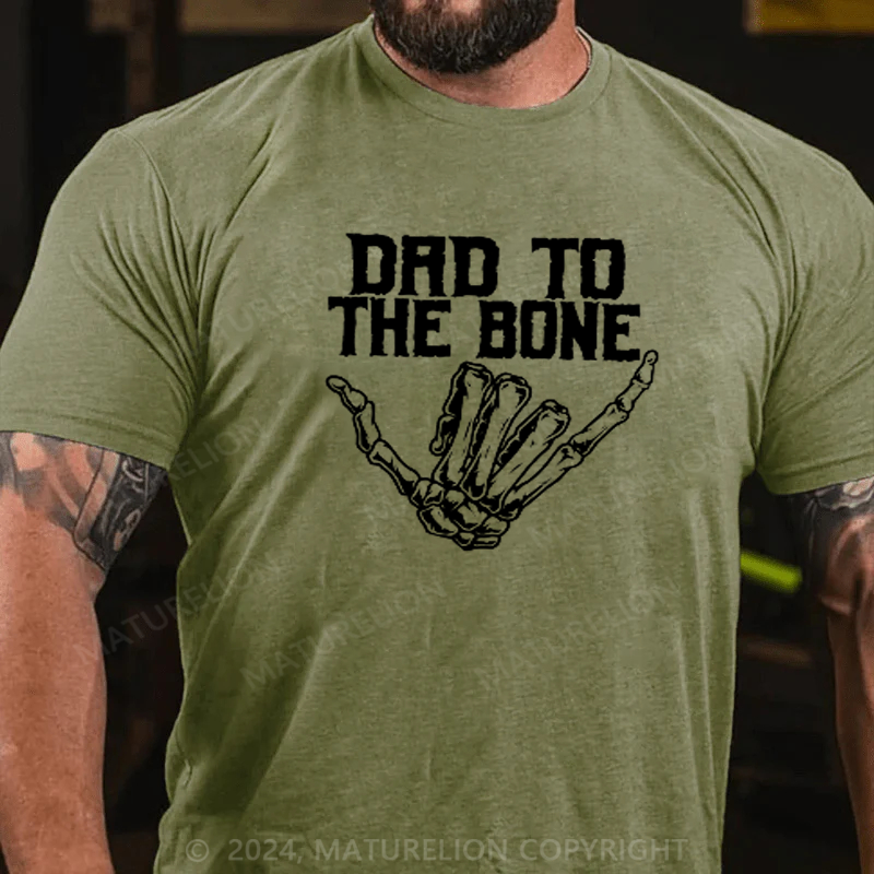 Maturelion Halloween Dad To The Bone Dad Skeleton Hand T-Shirt