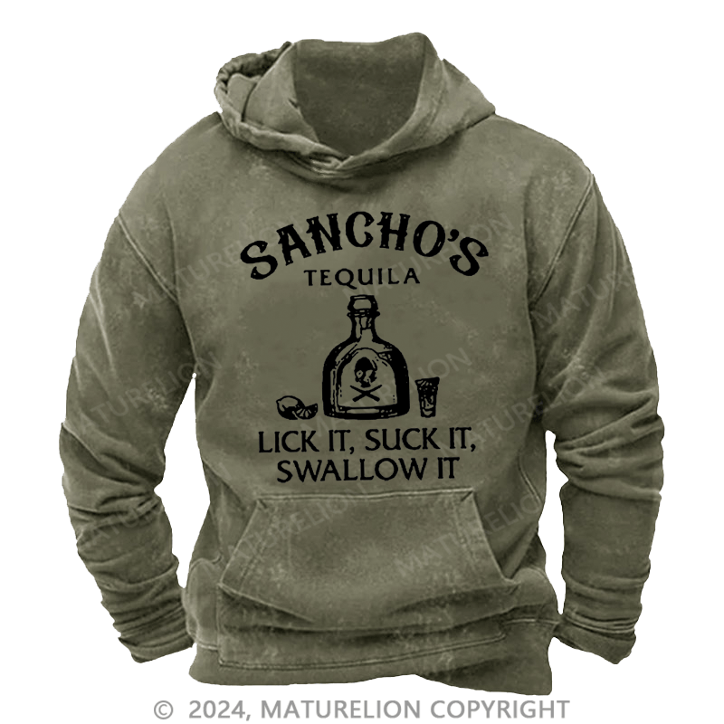 Maturelion Men's Hoodie Sancho's Tequila Lick It, Suck It, Swallow It Hoodie