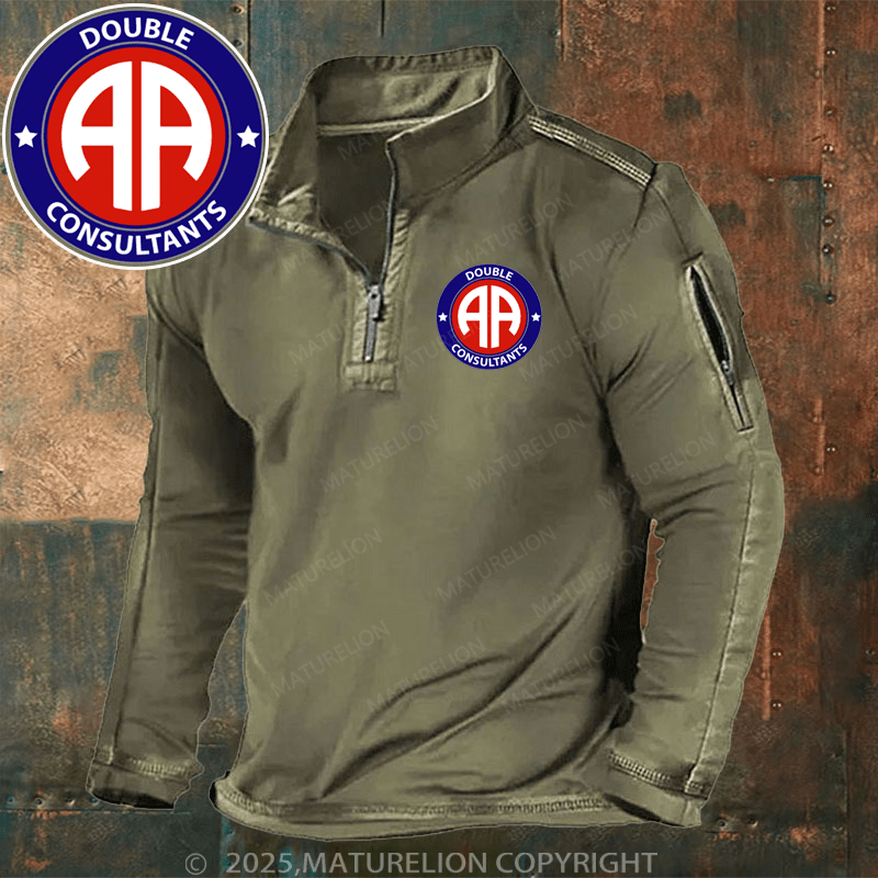 Maturelion Men's Henley Shirt US Army 82nd Airborne "AA" Patch Henley Shirt