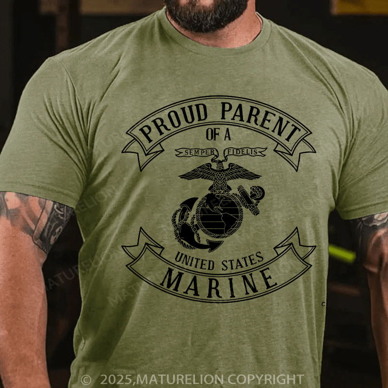 Maturelion Men's T-shirt USMC Proud Mom & Dad T-shirt