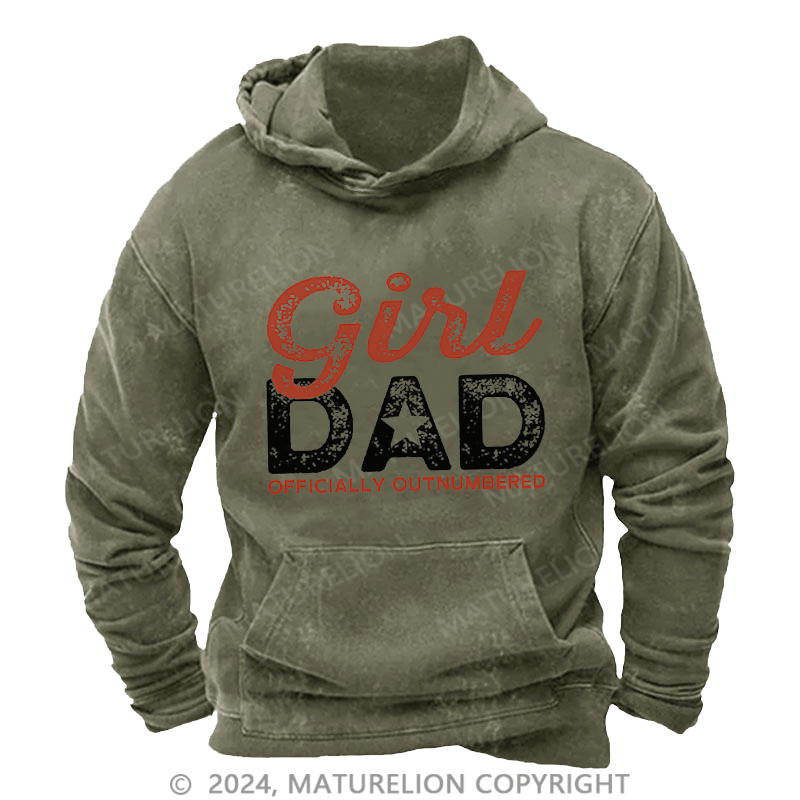 Maturelion Men's Hoodie Girl Dad Officially Outnumbered Funny Print Hoodie