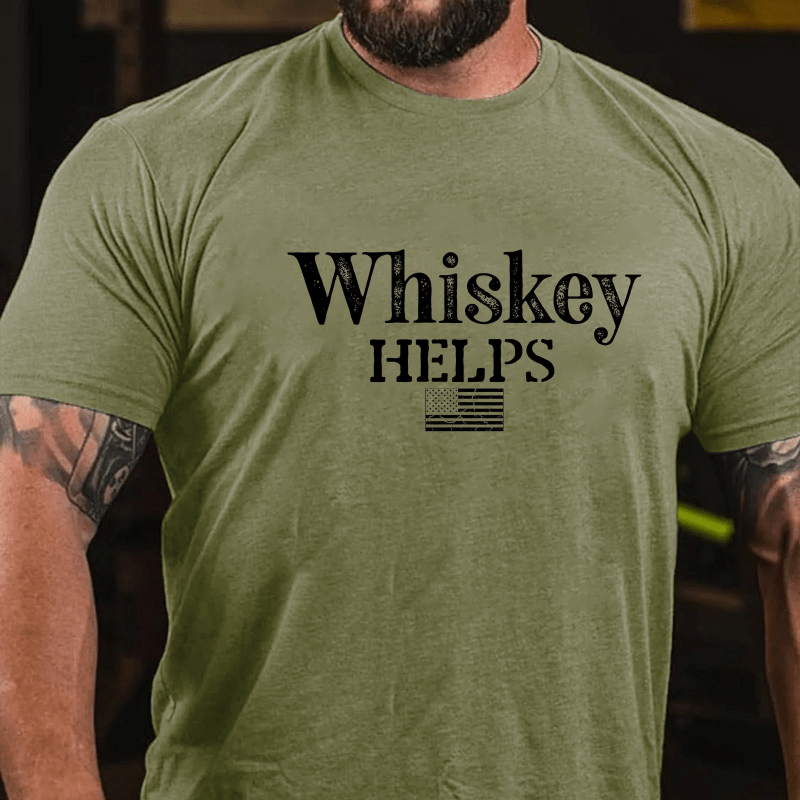 Whiskey Helps USA Flag Cotton T-shirt