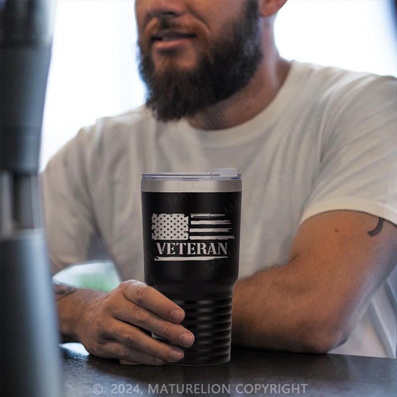 Maturelion Veteran Flag - Laser Etched Tumbler