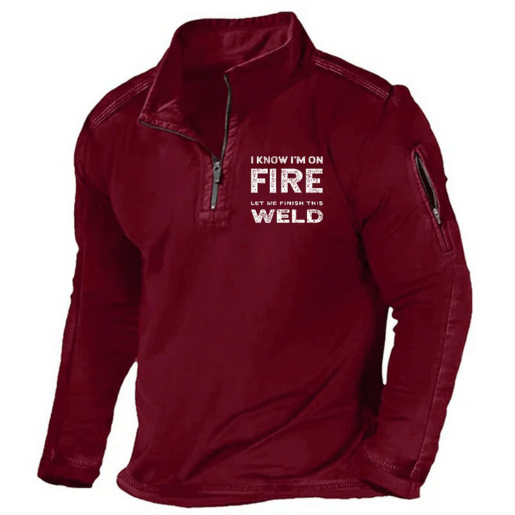 Maturelion Men's Henley Shirt I Know I'm On Fire Let Me Finish This Weld Henley Shirt