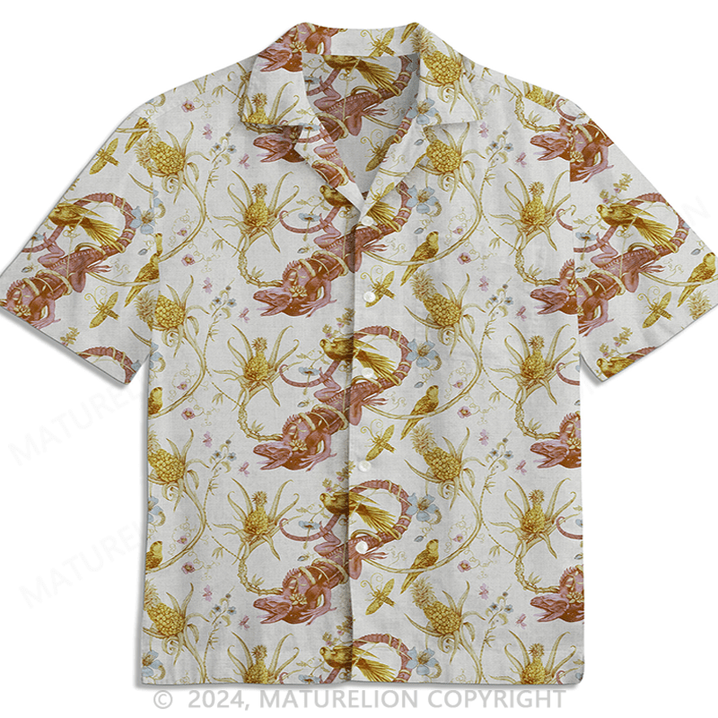 Maturelion Iguana Fabric Button Up Hawaiian Shirt