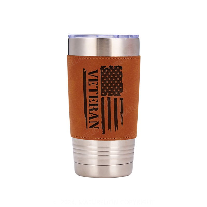 Maturelion Veteran Flag: Leatherette Tumbler