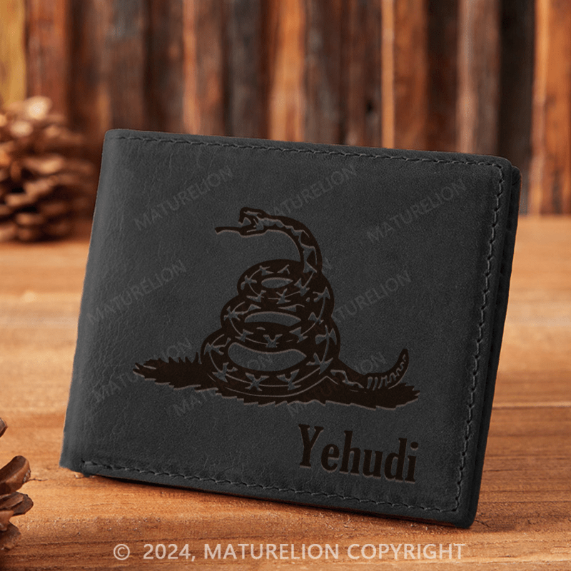 Maturelion Custom Gadsden Flag Leather Wallet Christmas Gift for Men