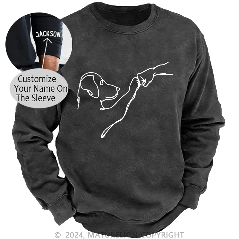 Maturelion Men's Sweatshirt Dog Fist Bump Custom Sweatshirt