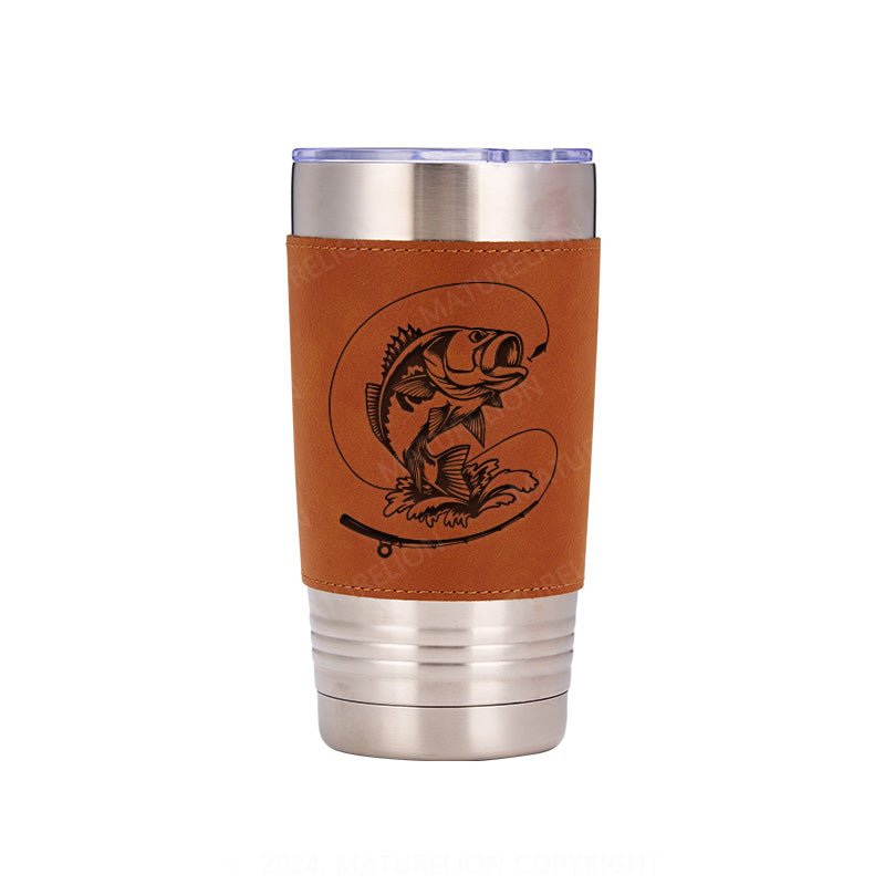 Maturelion Gone Fishing Leatherette Tumbler