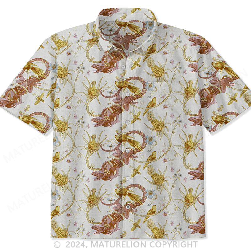 Maturelion Iguana Fabric Button Up Hawaiian Shirt