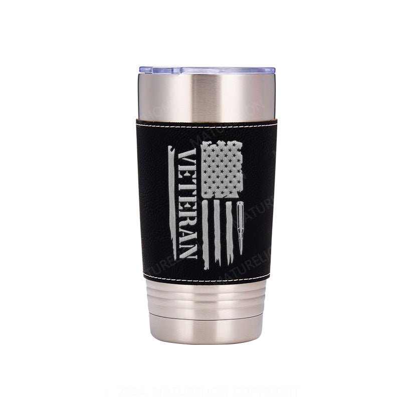 Maturelion Veteran Flag: Leatherette Tumbler