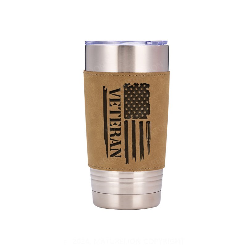 Maturelion Veteran Flag: Leatherette Tumbler