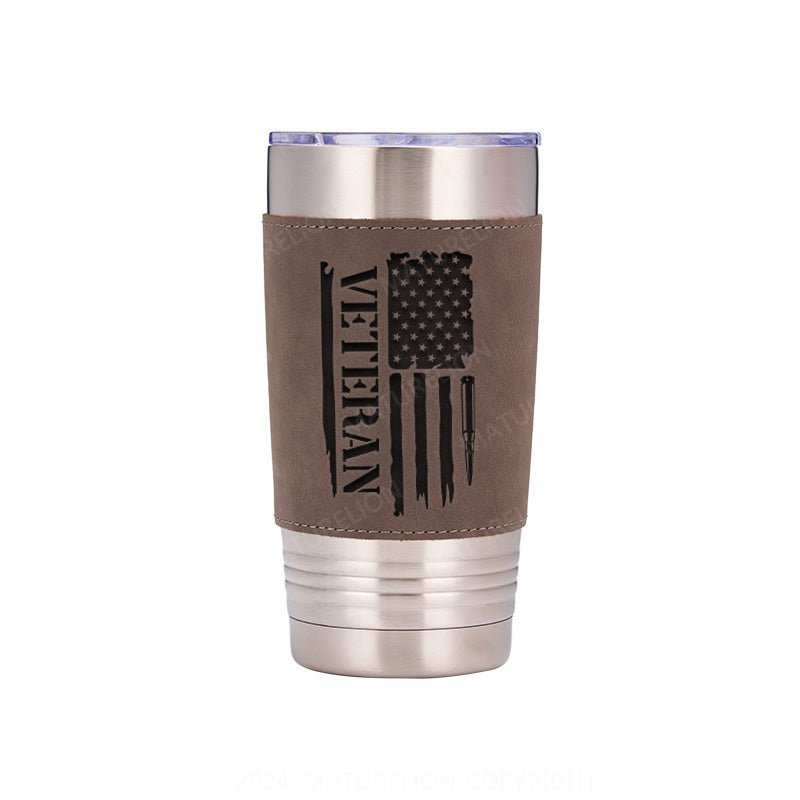 Maturelion Veteran Flag: Leatherette Tumbler