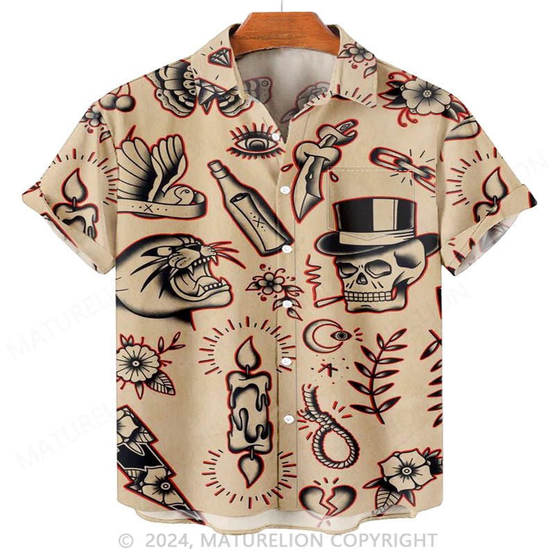 Maturelion Men'S Halloween Skull Printed Shirt