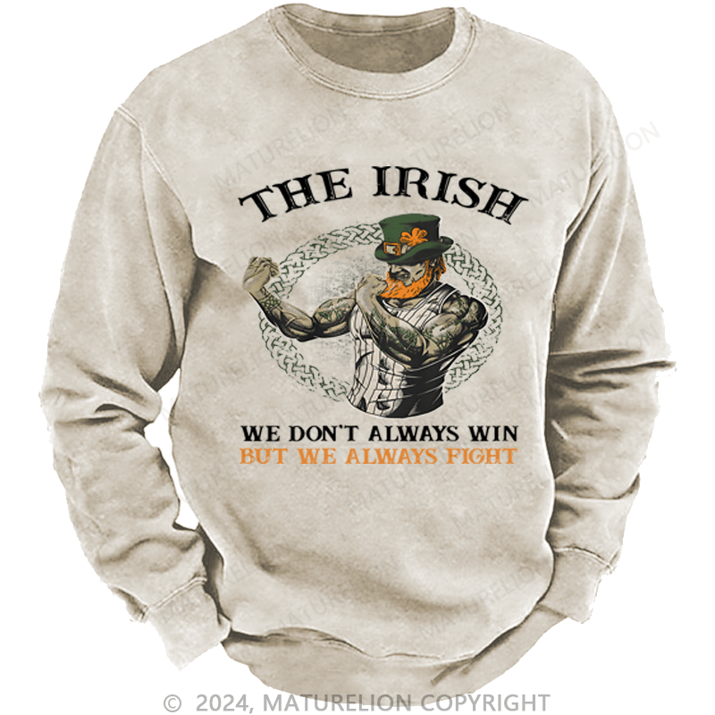 Maturelion St Patrick's Sweatshirt  Fighting Irish Washed Sweatshirt